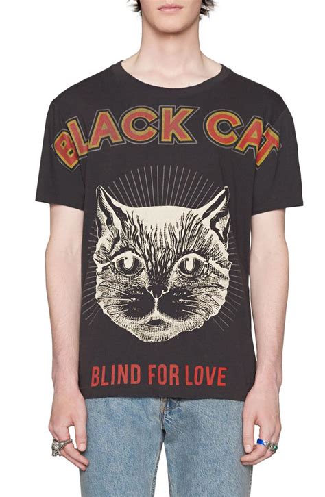 gucci black cat t shirt|Gucci tote with cat.